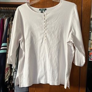 Ralph Lauren White Button-Front Top